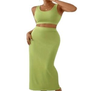 Super cute green ribbed 2 piece set sz xxl